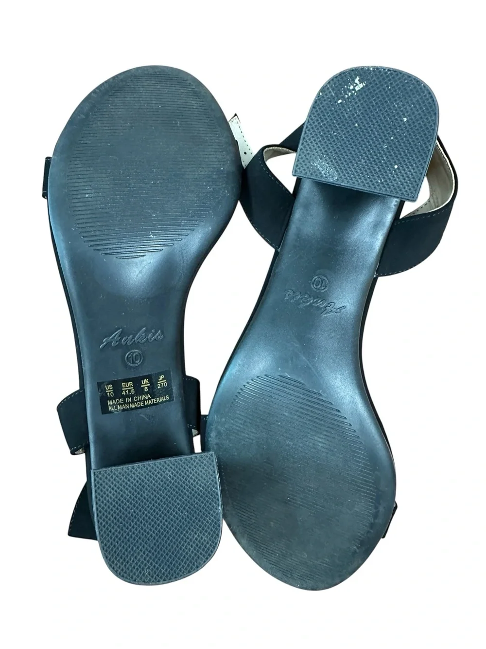 Ankis strappy open toe black 2.5” block heel sandals Size 10